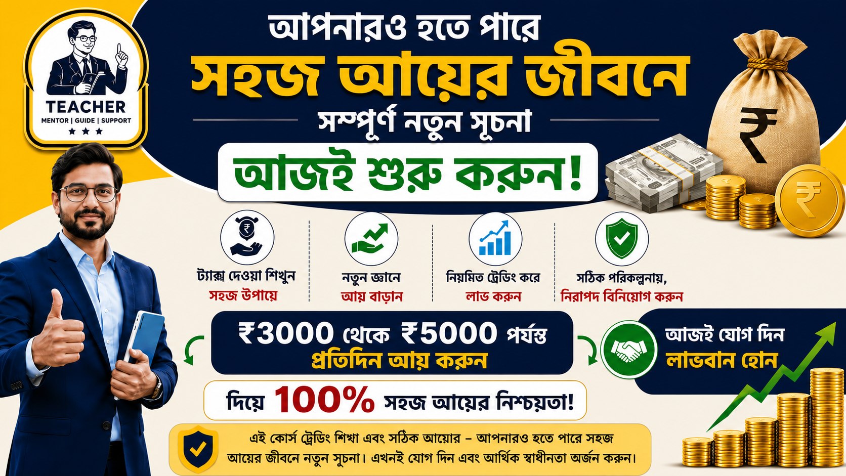 সকল গরীব ছাত্রছাত্রী ৩০০০ টাকা বিনিয়োগ করুন, ৪৫ মিনিট অপেক্ষা করুন এবং ১২০০০ টাকা পেয়ে যান। আপনার টাকার দায়িত্ব আমি নেব।