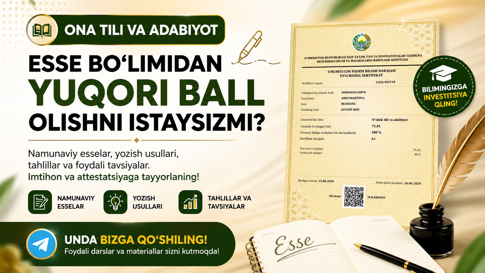 Ustoz Abdumajitova bilan Ona tili va adabiyot