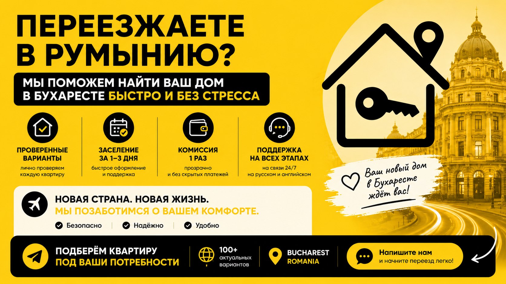 АРЕНДА КВАРТИР БУХАРЕСТ | снять жильё в Румынии | недвижимость Румыния
